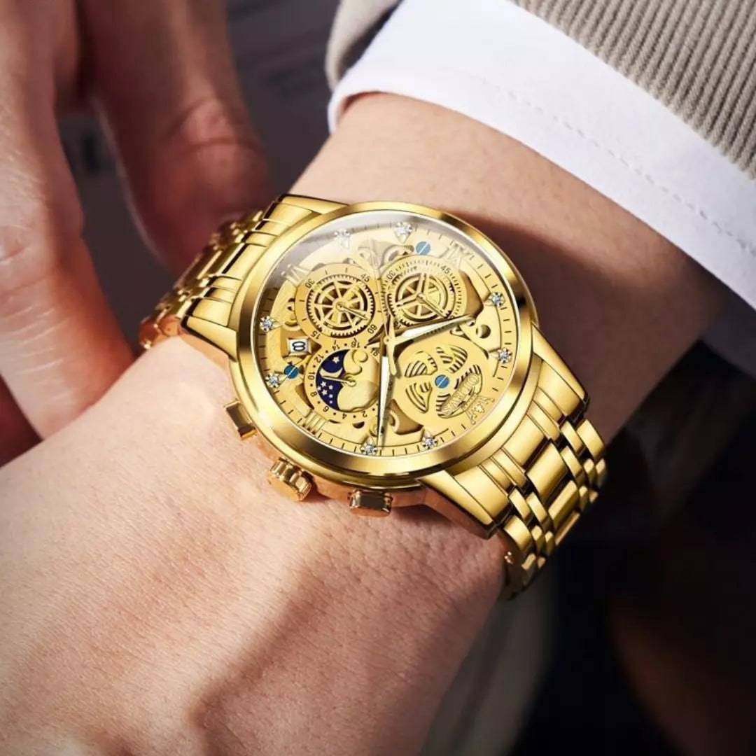 Relógio Masculino Luxo Chronograph à Prova D'Água Signature
