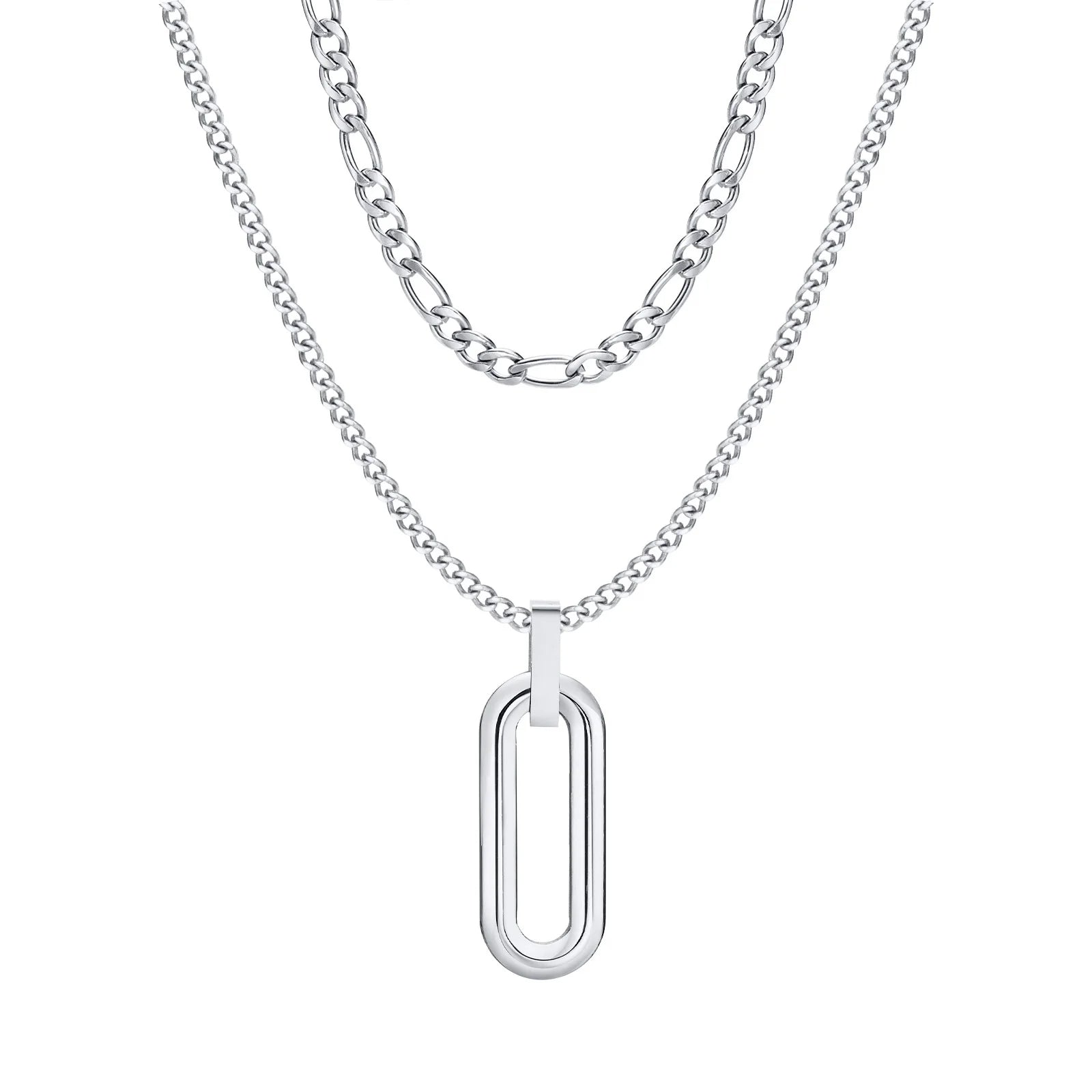 Colar Masculino Vnox em Camadas com Pingente Geométrico