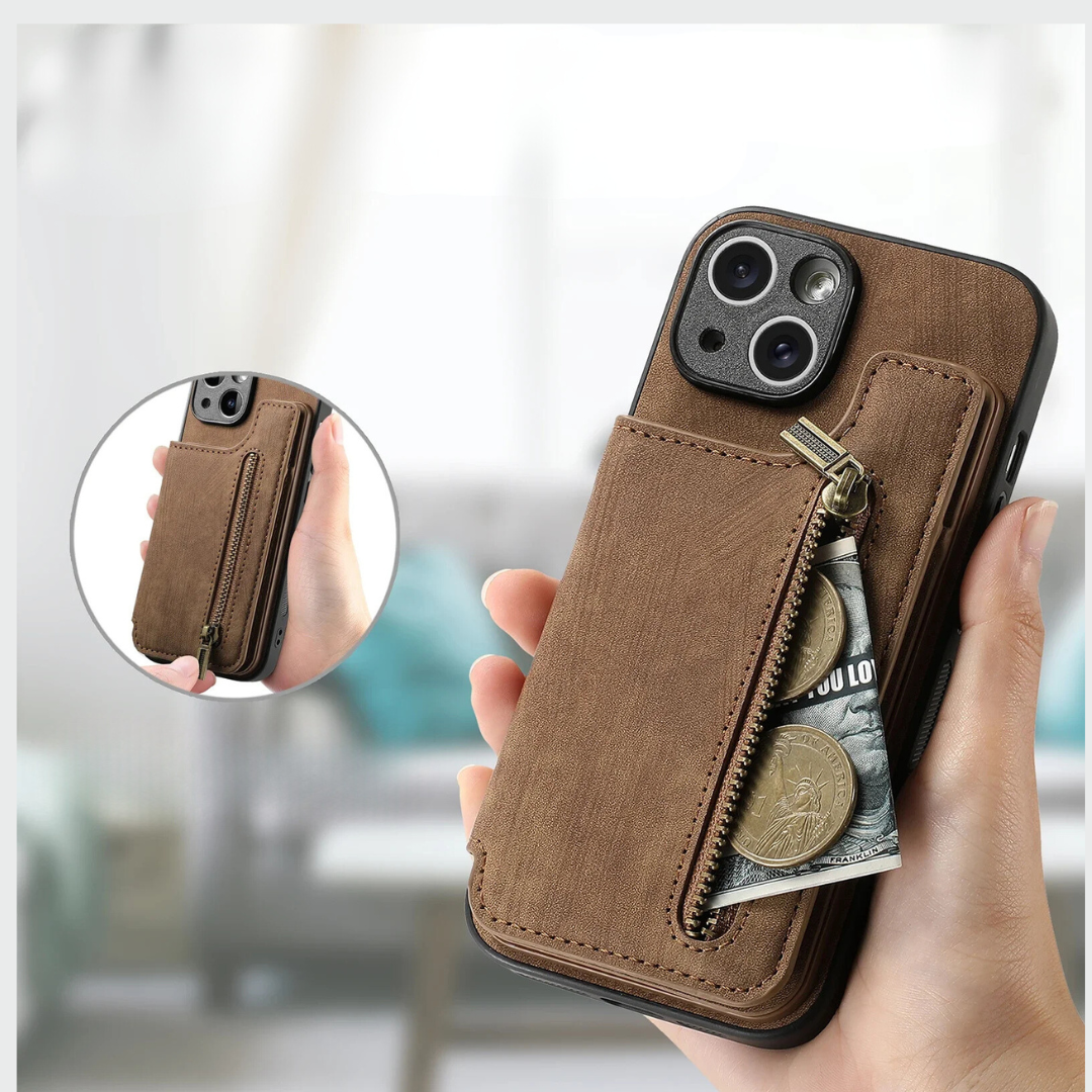 Carteira de Couro com Zíper para iPhone - Baron