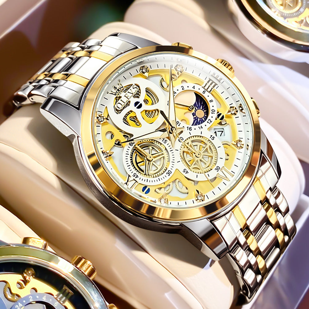 Relógio Masculino Luxo Chronograph à Prova D'Água Signature
