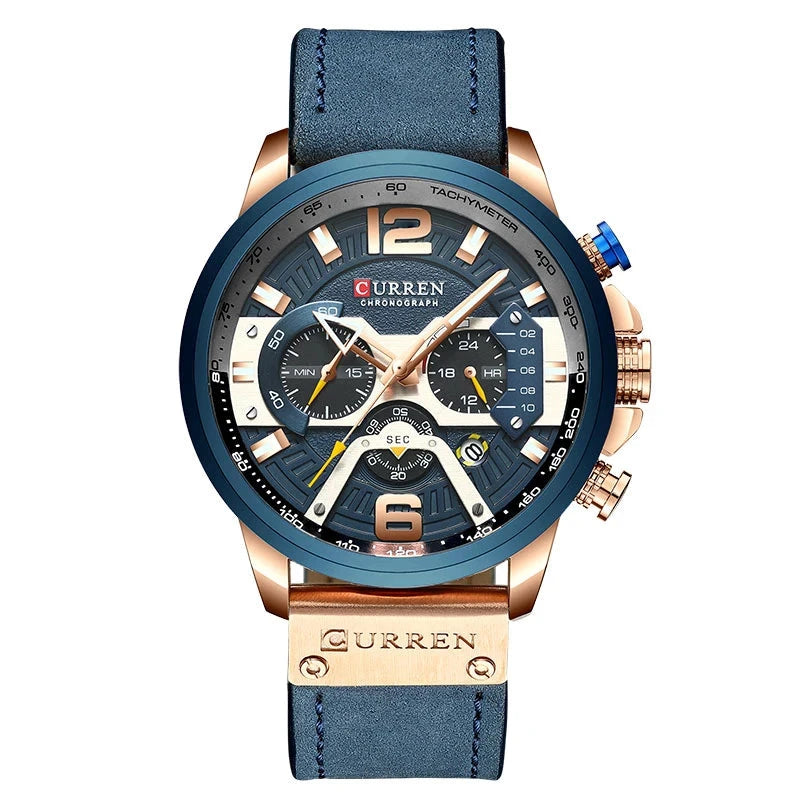 Curren-relógio masculino analógico de couro esportivo, marca de luxo, estilo militar do exército, com data, quartzo, 2021
