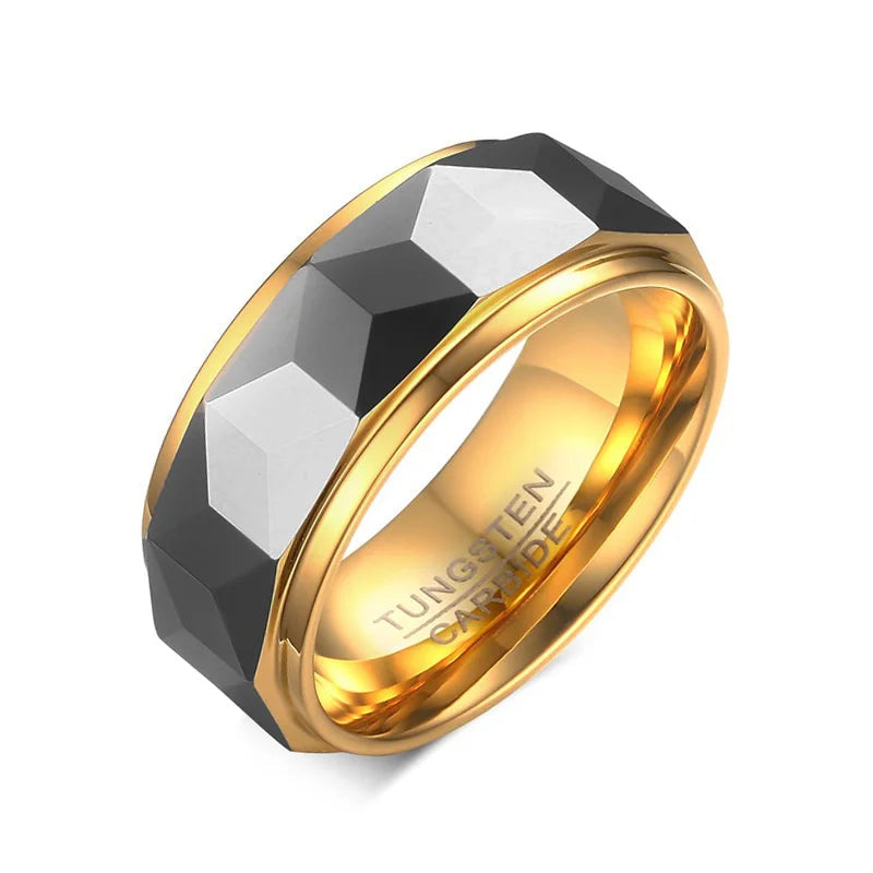 Vnox 100% tungstênio homens anel de casamento masculino jóias cor de ouro 8mm de largura dropshipping
