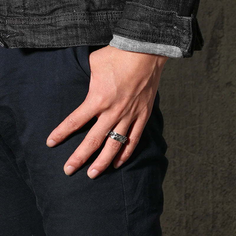 Vnox-Aço Inoxidável Rotatable Curb Cadeia Anel para Homens, Banda Numeral Romano, Masculino Punk Jóias, Fraternos Anéis, Elegante, 8mm