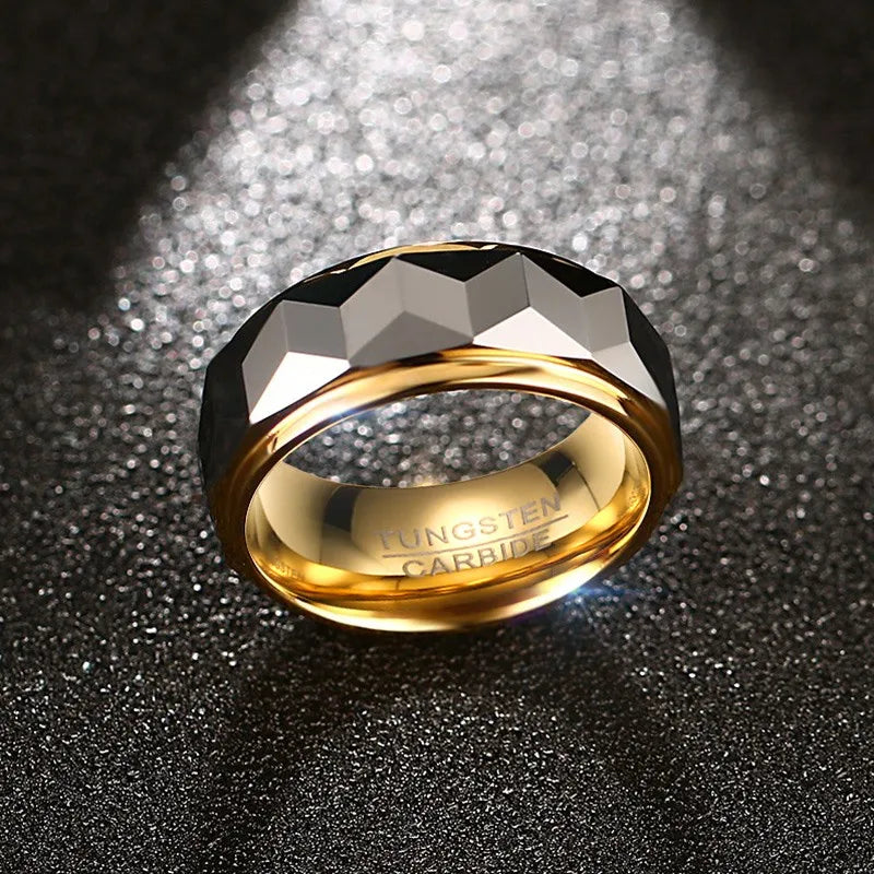 Vnox 100% tungstênio homens anel de casamento masculino jóias cor de ouro 8mm de largura dropshipping