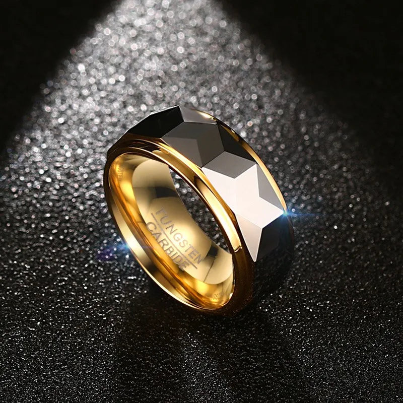 Vnox 100% tungstênio homens anel de casamento masculino jóias cor de ouro 8mm de largura dropshipping