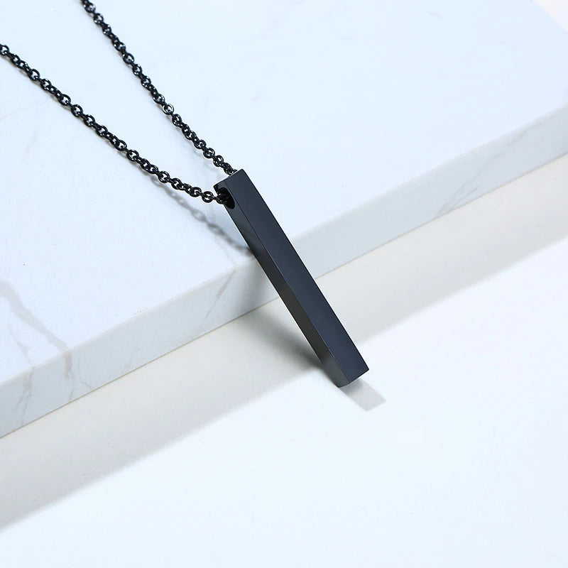 Vnox-Colares de Barra de Pilar Personalizáveis para Homens, Vertical 3D, Aço Inoxidável, Pingente Geométrico, Jóias Casual Minimalistas Simples