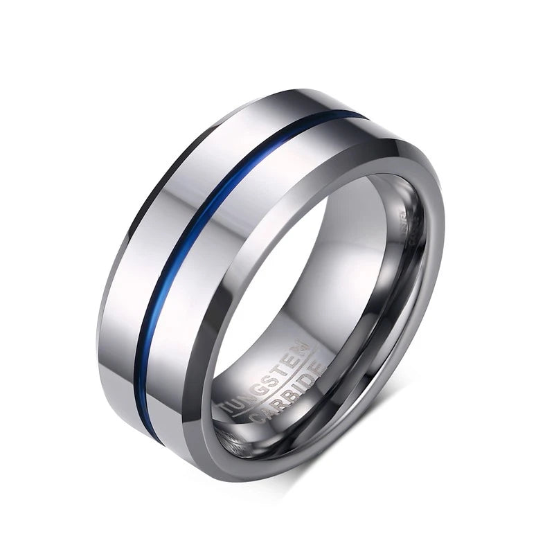 Anel de casamento vnox de tungstênio qualificado, 8mm, ranhurado, antiarranhão para homens, presente de aniversário