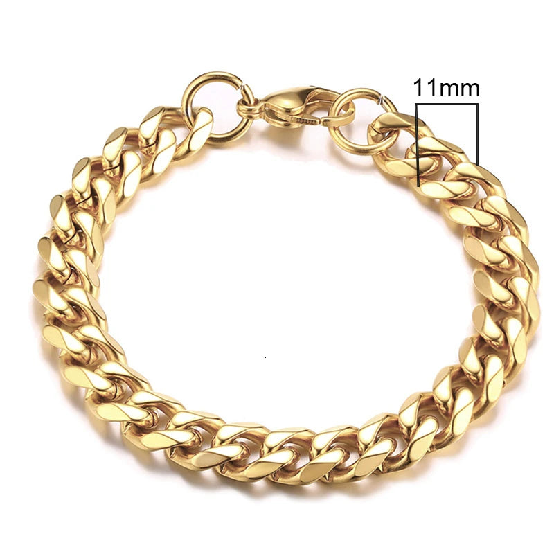 Vnox-Pulseira em aço inoxidável cubano para homens, Chunky Miami Curb Wristband, Punk clássico, jóias masculinas pesadas, 3-11mm
