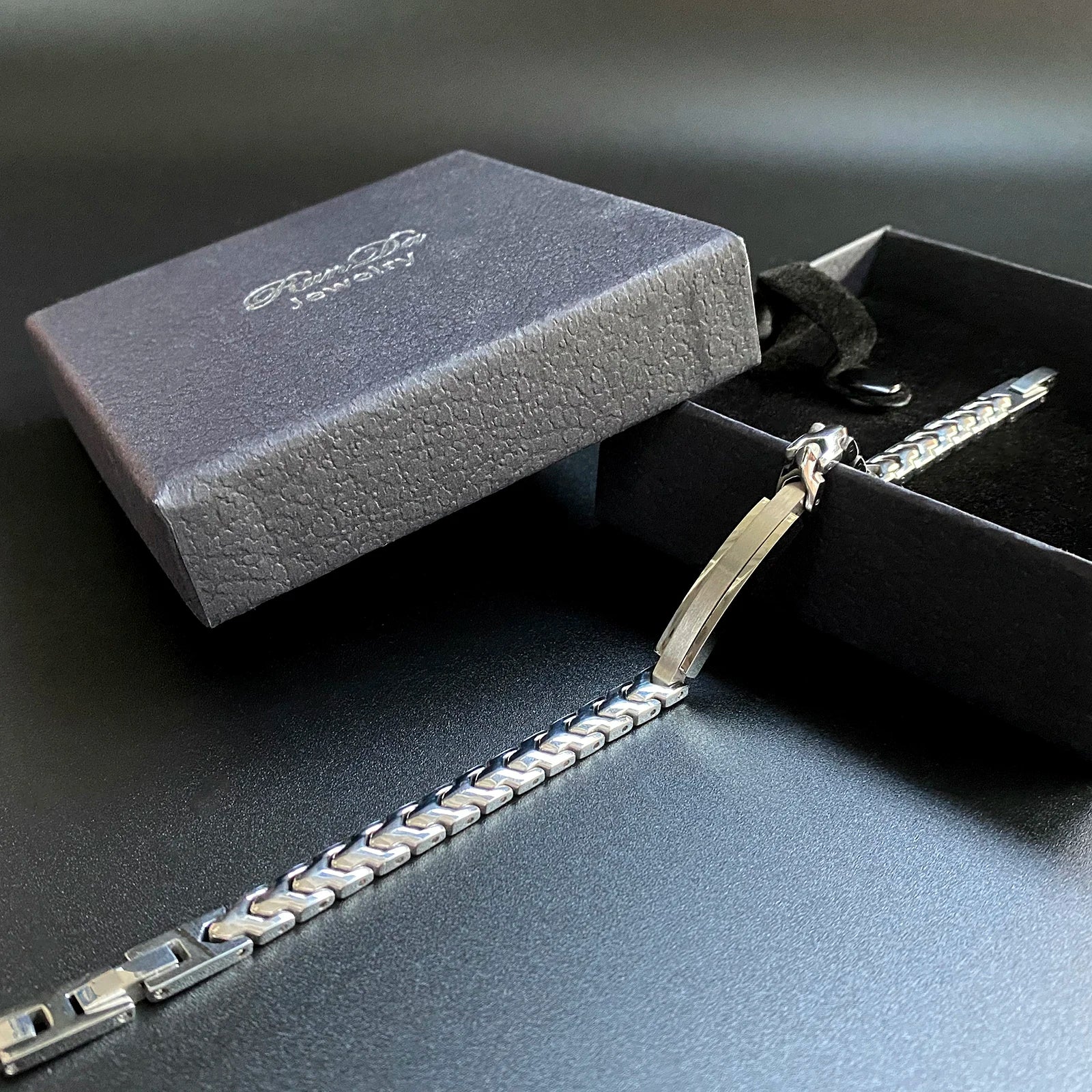 Runda masculino pulseira de aço inoxidável encantos link corrente ajustável tamanho 22cm moda de luxo marca corrente pulseira masculina