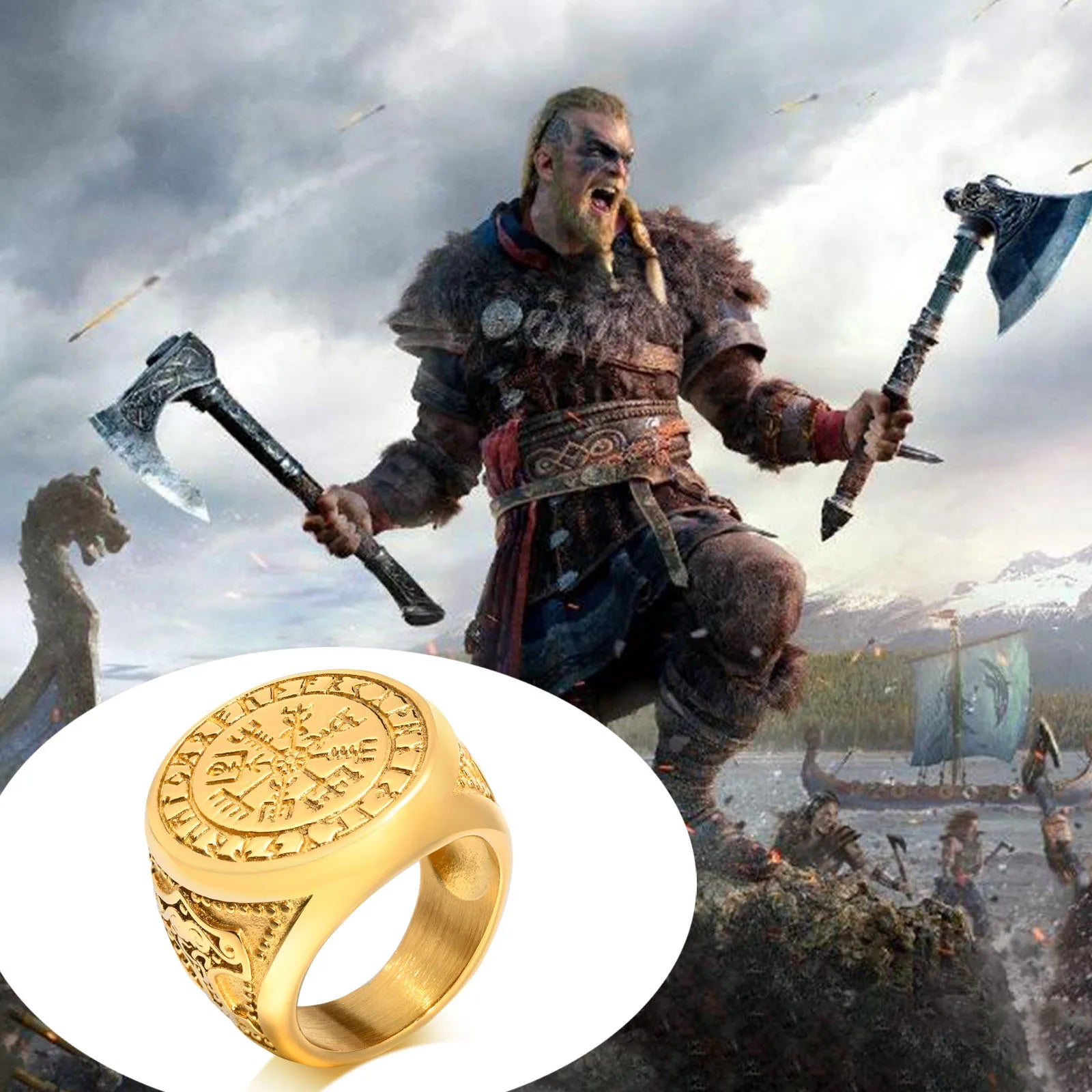 Vnox legal punk norse viking thor mjolnir martelo anéis para homem, sólido aço inoxidável metal rock axe signet dedo bandas jóias