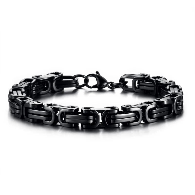 Vnox-Pulseira de corrente bizantina elegante, pulseira de aço inoxidável, impermeável, homens e mulheres, meninos, 4mm, 5mm, 6mm, 6.5mm, 8mm de largura