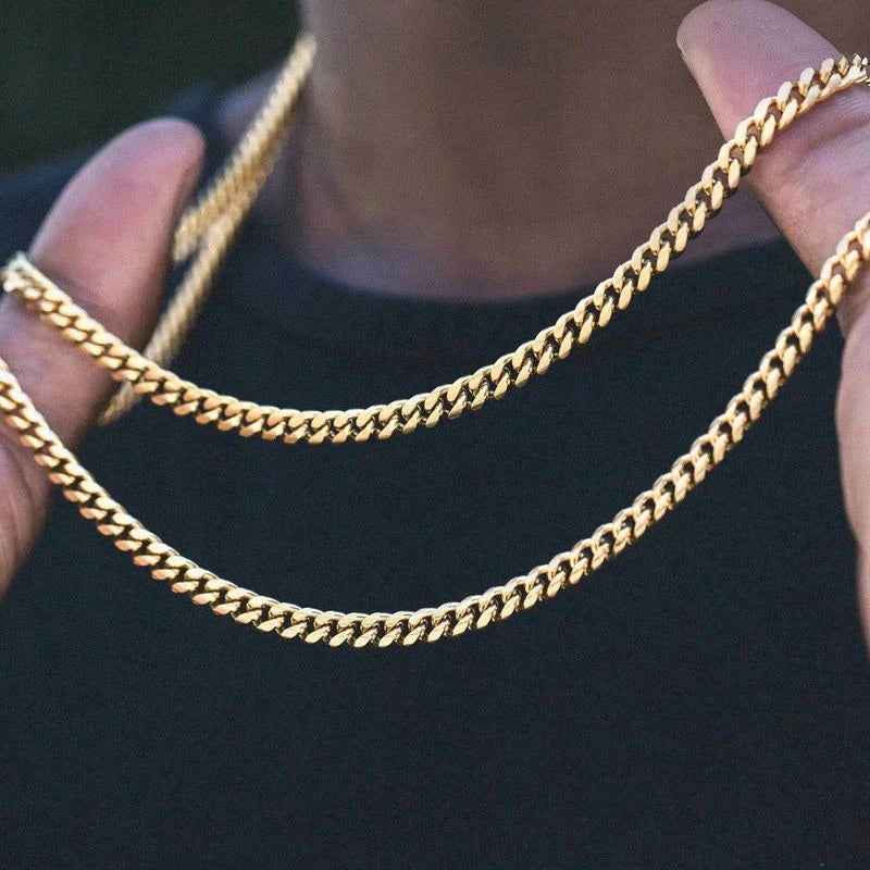 Colares Cubanos em Corrente para Homens e Mulheres, Aço Inoxidável, Curb Link, Collar Punk, Joias para Papai, Marido, BFF, Aniversário, 3-11mm