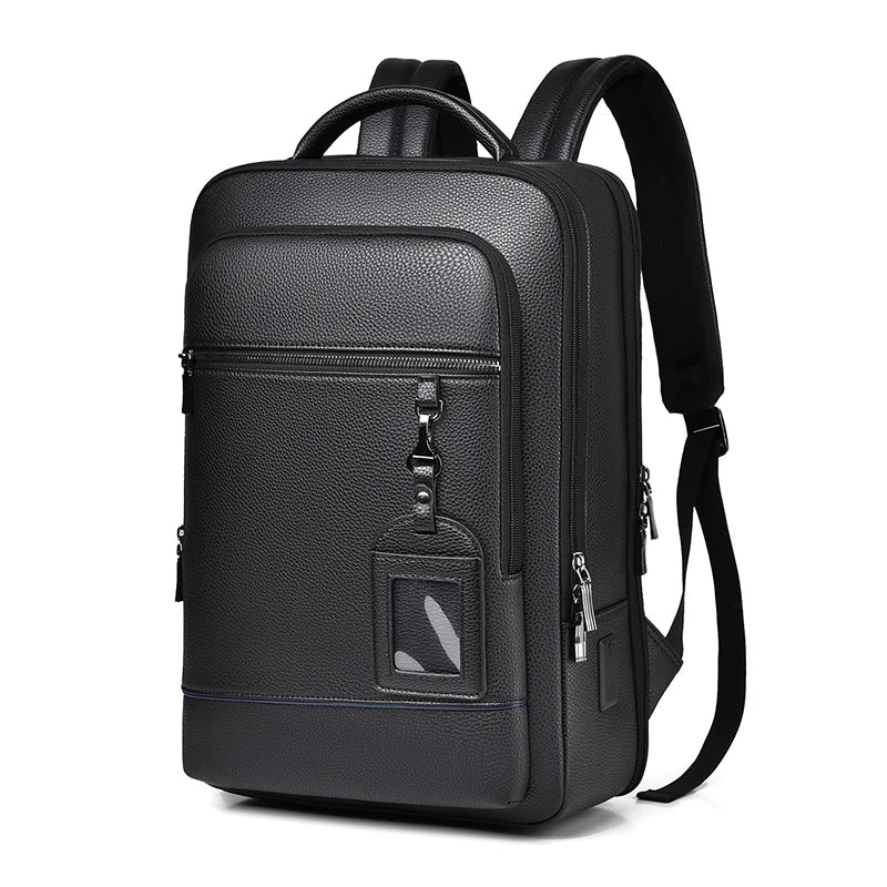 Mochila Executiva Masculina em Couro Ecológico com Carregamento USB