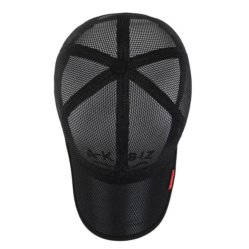 Boné de beisebol em malha para homens e mulheres, viseira bordada, chapéu ao ar livre, proteção solar, carta, moda, verão