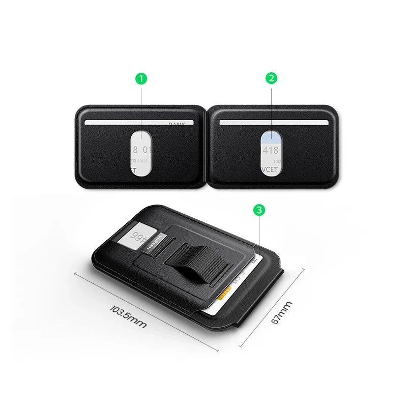 Bolsa porta-cartões UGREEN com anel de aperto para dedo para carteira Magsafe iPhone16 15 14 13 12 Suporte magnético ajustável para carteira