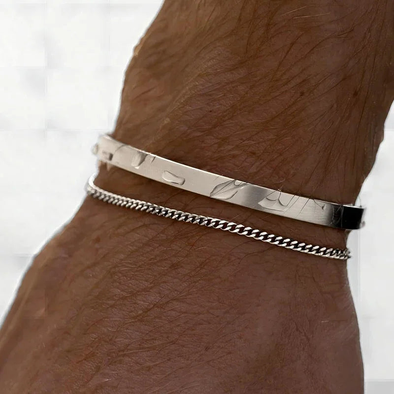 Pulseira Punk de aço inoxidável para homens, bracelete impermeável, banhado a ouro 14k, corrente de ligação cubana, pulseiras da moda, jóias de uso diário