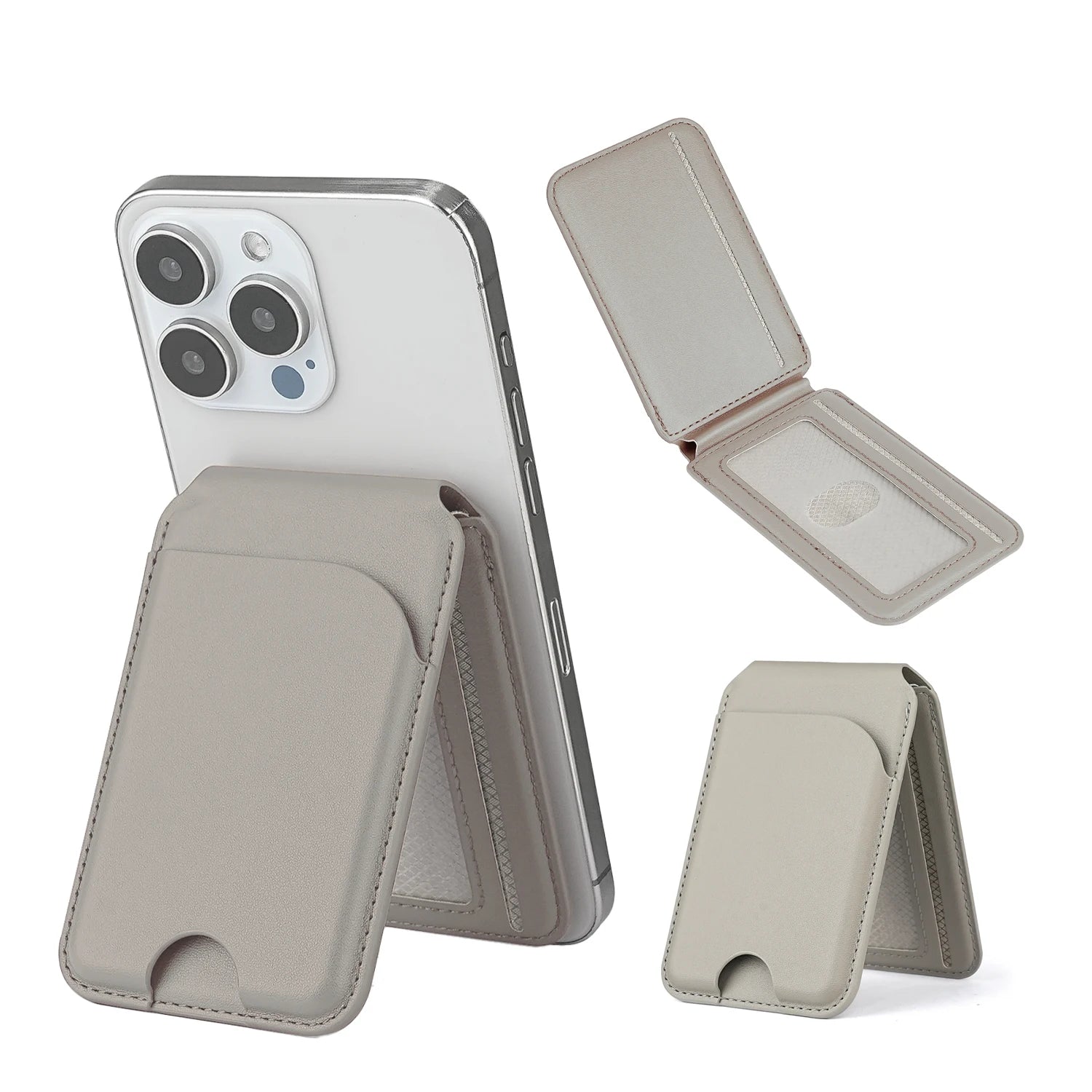 Saco De Cartão Magnético De Couro De Luxo Para O Iphone, Titular Do Cartão De Identificação Carteira Caso Com Suporte Casos, Iphone 14, 12, 13, 15, 16 Pro Max