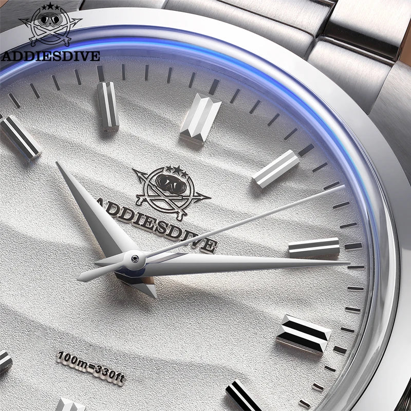ADDIESDIVE Quartz Wristwatch, Bubble Mirror, Pot Cover Glass, Relógios simples, Aço Inoxidável, 10Bar Dive, AD2030, 36mm, Top Brand