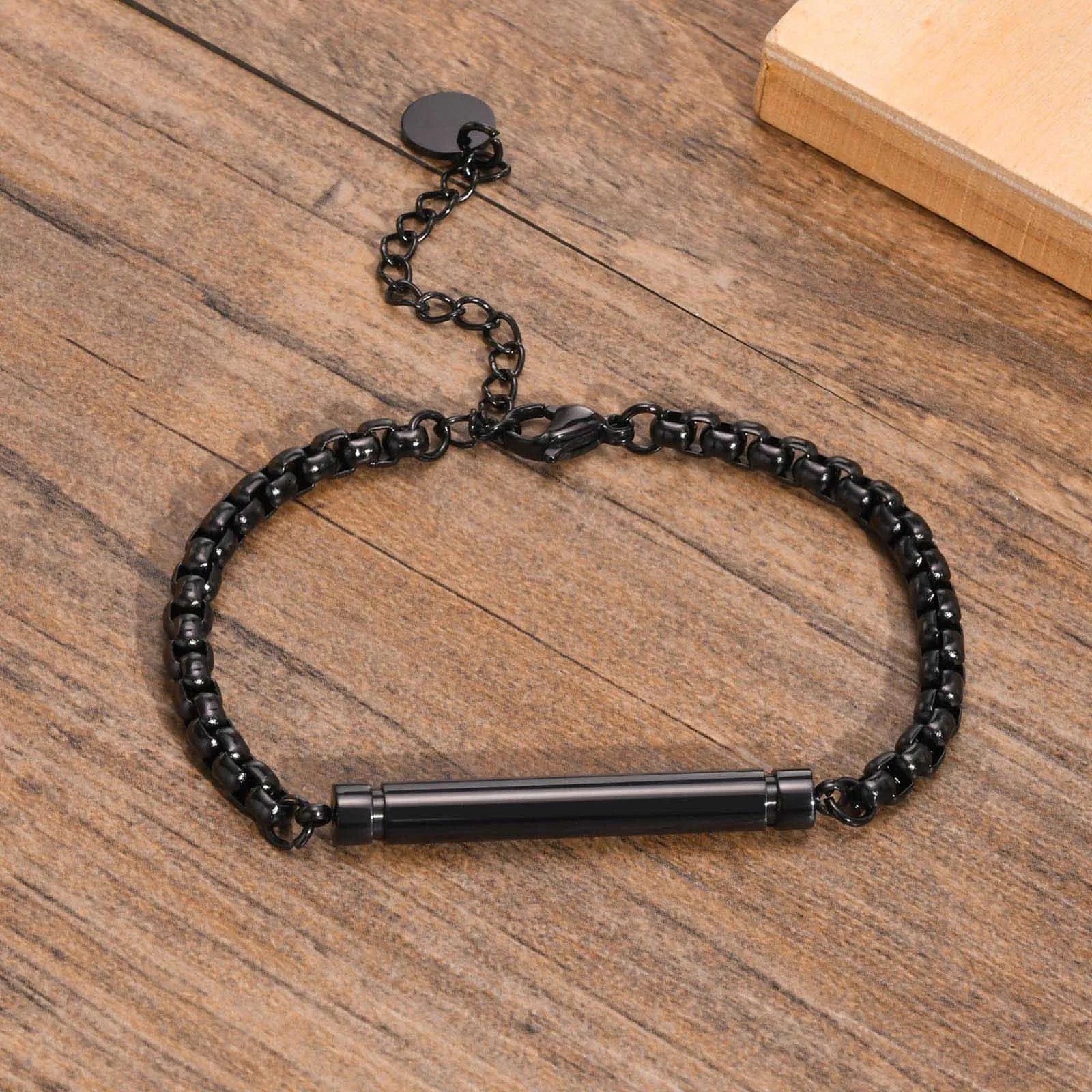 Pulseira de urna de cremação vnox para homens mulheres, tubo de aço inoxidável que pode ser aberto, pulseira memorial de titular de cinzas