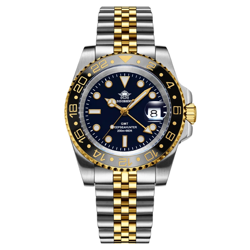 ADDIESDIVE-Relógio de pulso masculino GMT de quartzo, relógio impermeável luminoso 20Bar, presente para negócios e esportes, Top luxo, 2022