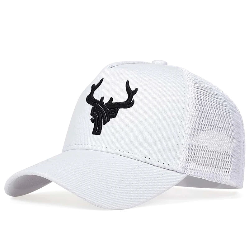 Unisex Animal Antlers Bordados Baseball Net Caps Primavera e Verão Outdoor Ajustável Casual Chapéus Sunscreen Hat