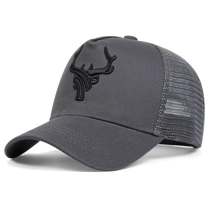 Unisex Animal Antlers Bordados Baseball Net Caps Primavera e Verão Outdoor Ajustável Casual Chapéus Sunscreen Hat