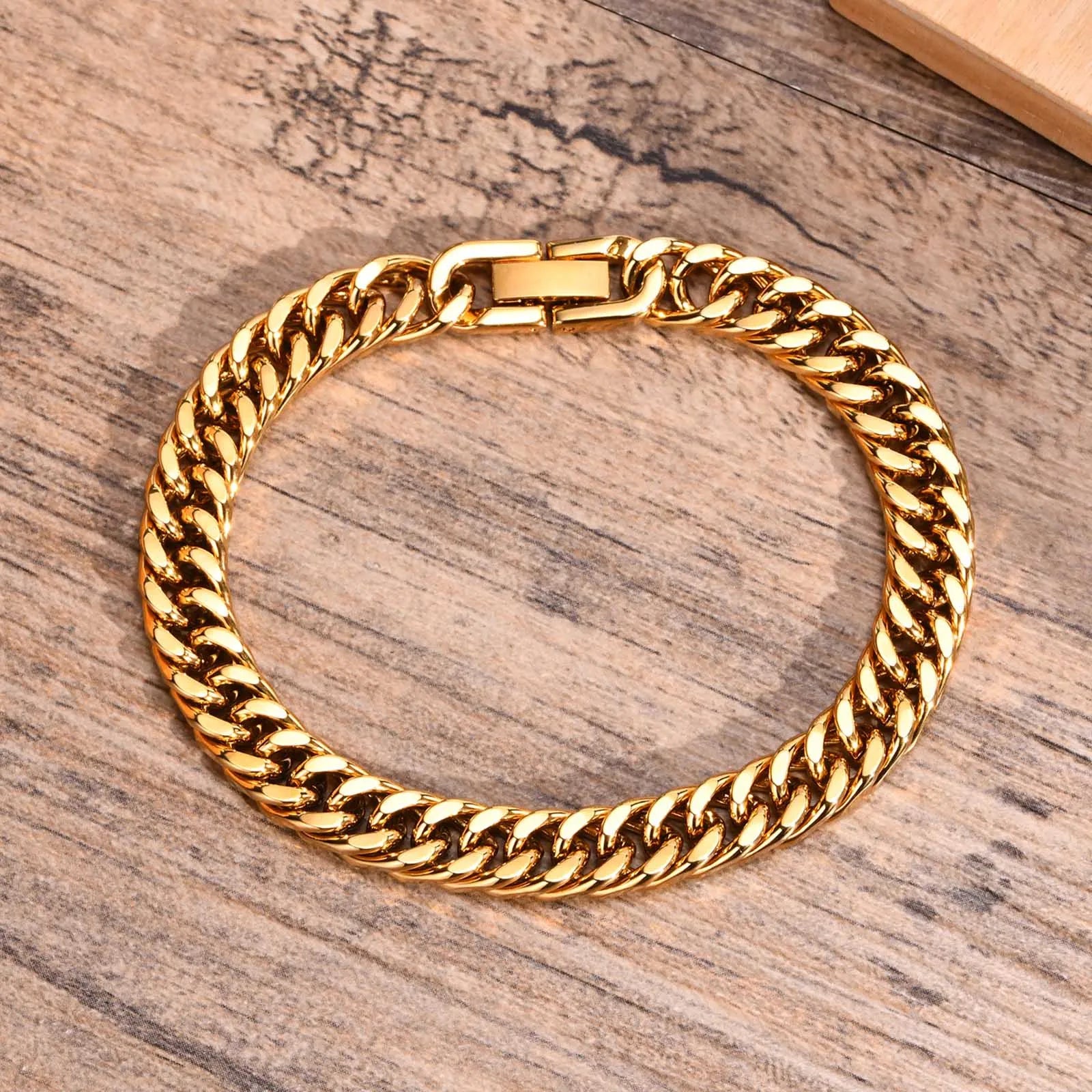Vnox-Corrente de Aço Inoxidável Masculina, Pulseiras Miami Cubanas, Presentes Meninos, Jóias, Comprimento 8mm, 19cm, 21,5 cm