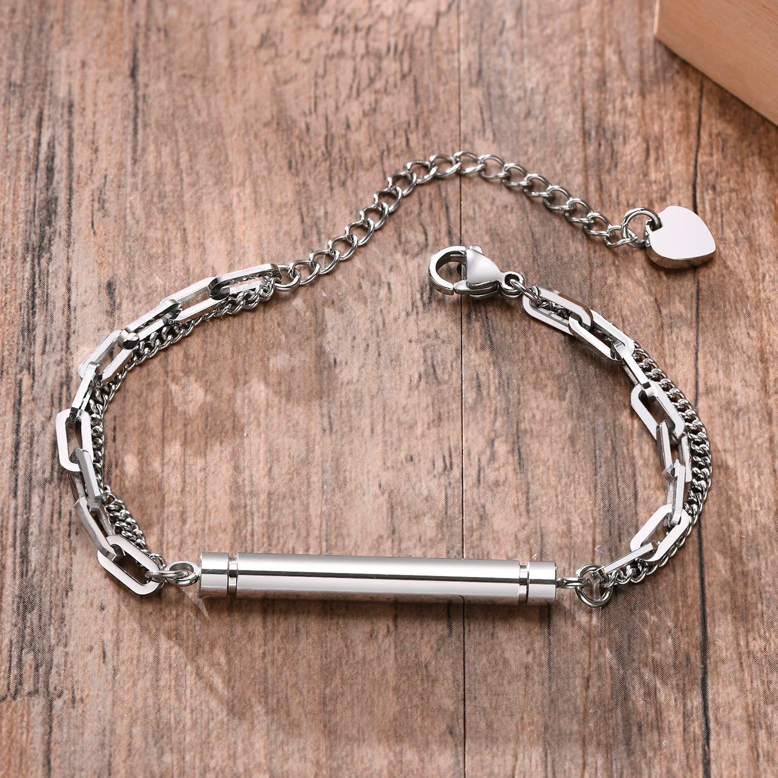 Pulseira de urna de cremação vnox para homens mulheres, tubo de aço inoxidável que pode ser aberto, pulseira memorial de titular de cinzas