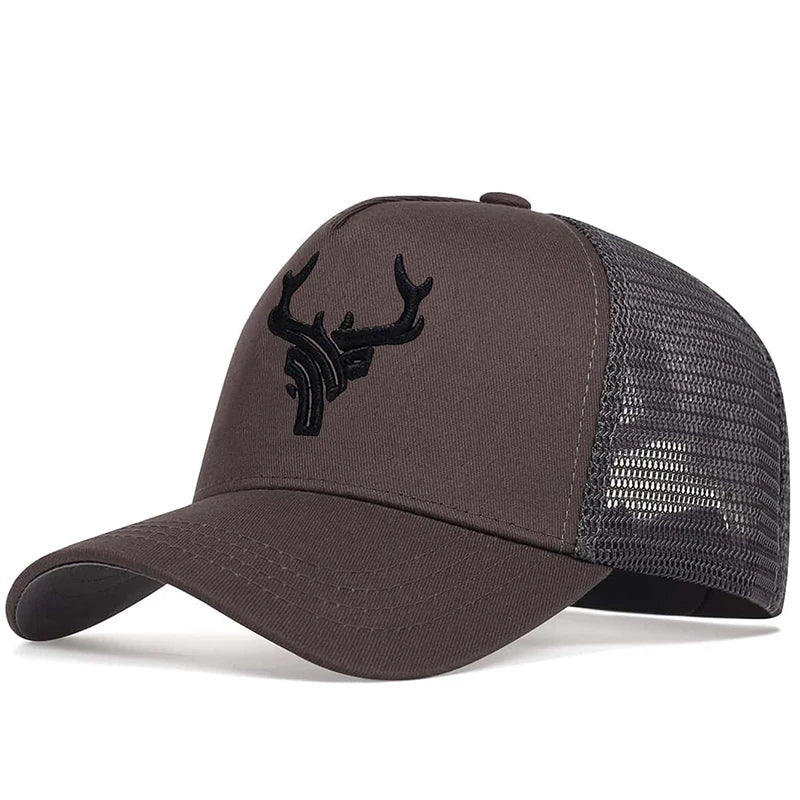 Unisex Animal Antlers Bordados Baseball Net Caps Primavera e Verão Outdoor Ajustável Casual Chapéus Sunscreen Hat