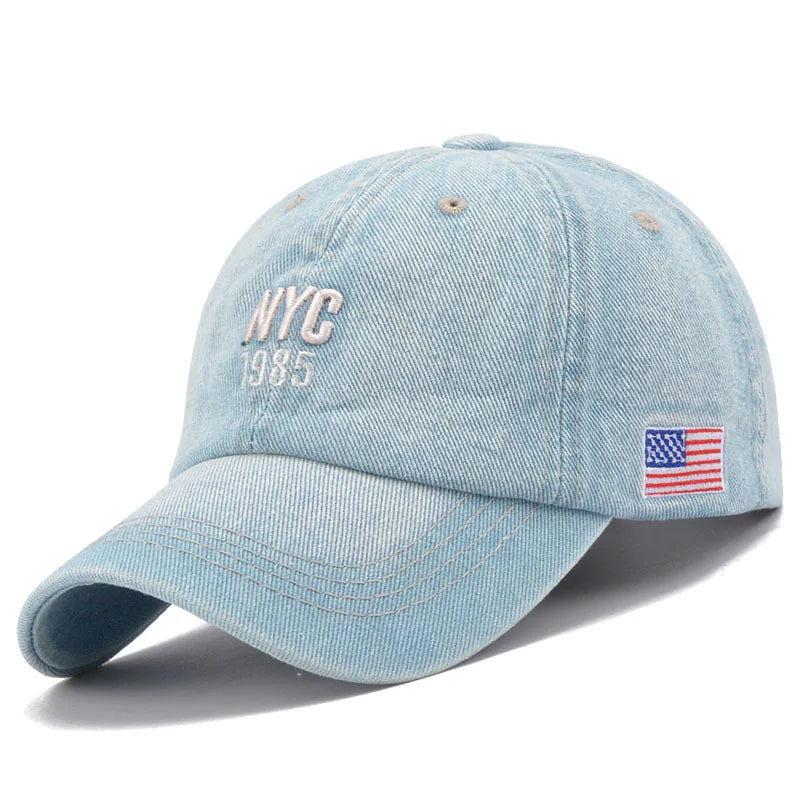 Boné jeans unissex, letra jeans bordada, chapéu snapback, chapéu hip-hop, chapéus esportivos de verão, homens e mulheres, 2022