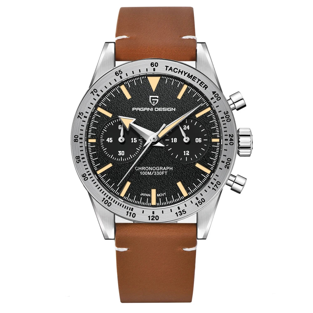 Pagani design 2023 relógios masculinos lua relógio de quartzo velocidade esporte à prova dwaterproof água cronógrafo ar safira vk64 aço retro luminoso