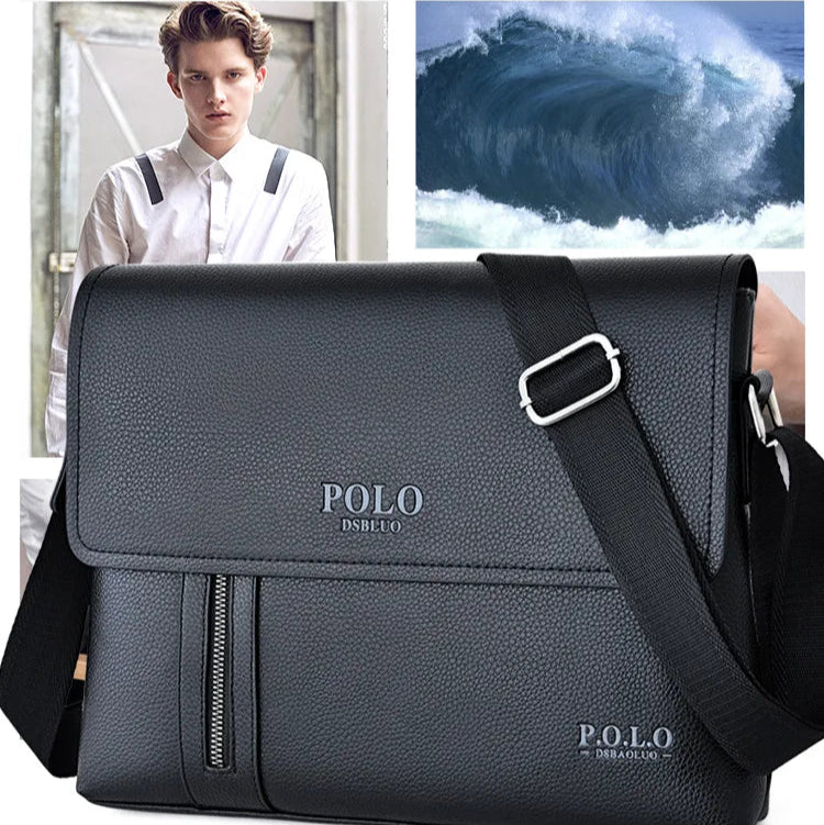 Bolsa de ombro de couro luxuosa para homens, bolsa crossbody de grande capacidade, bolsas de mensageiro masculinas de marca luxuosa