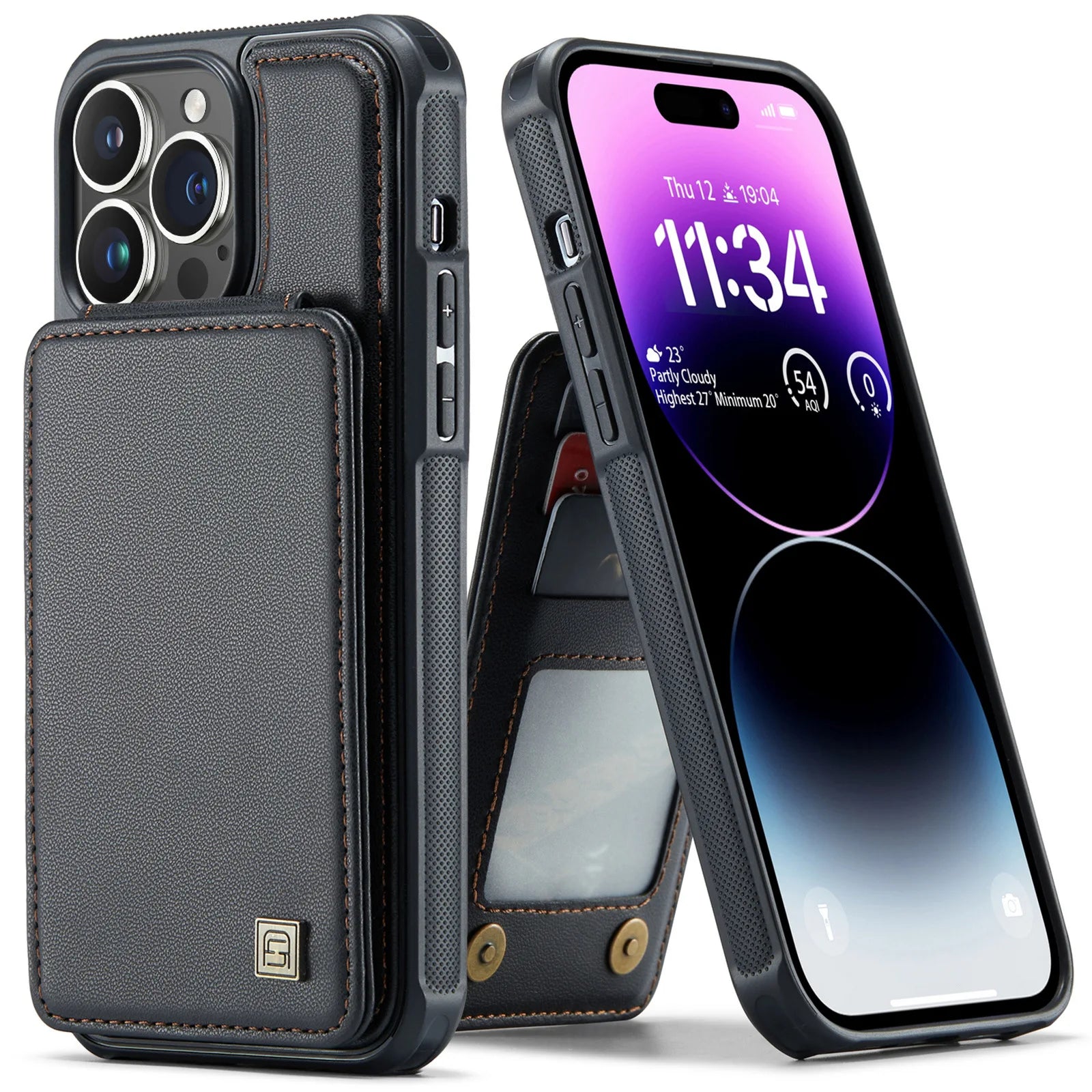 Capa de Telefone de Couro Magnético para iPhone, Porta-Cartão Carteira, Slots, Capa Traseira para Telefone, iPhone 16 Pro Max, 13, 11, 12, 14, 15 Pro Max, 16 Plus