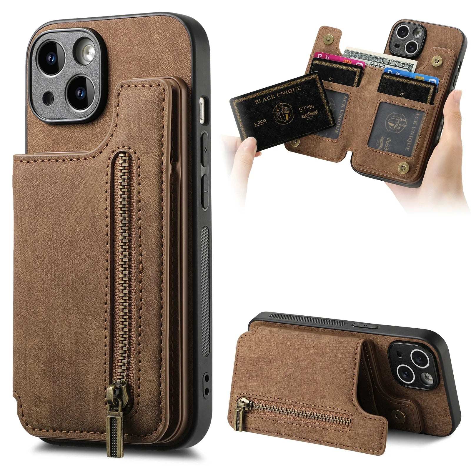 Carteira de Couro com Zíper para iPhone - Baron