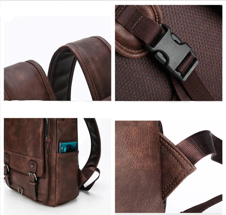 Mochila de Couro Masculina Slot
