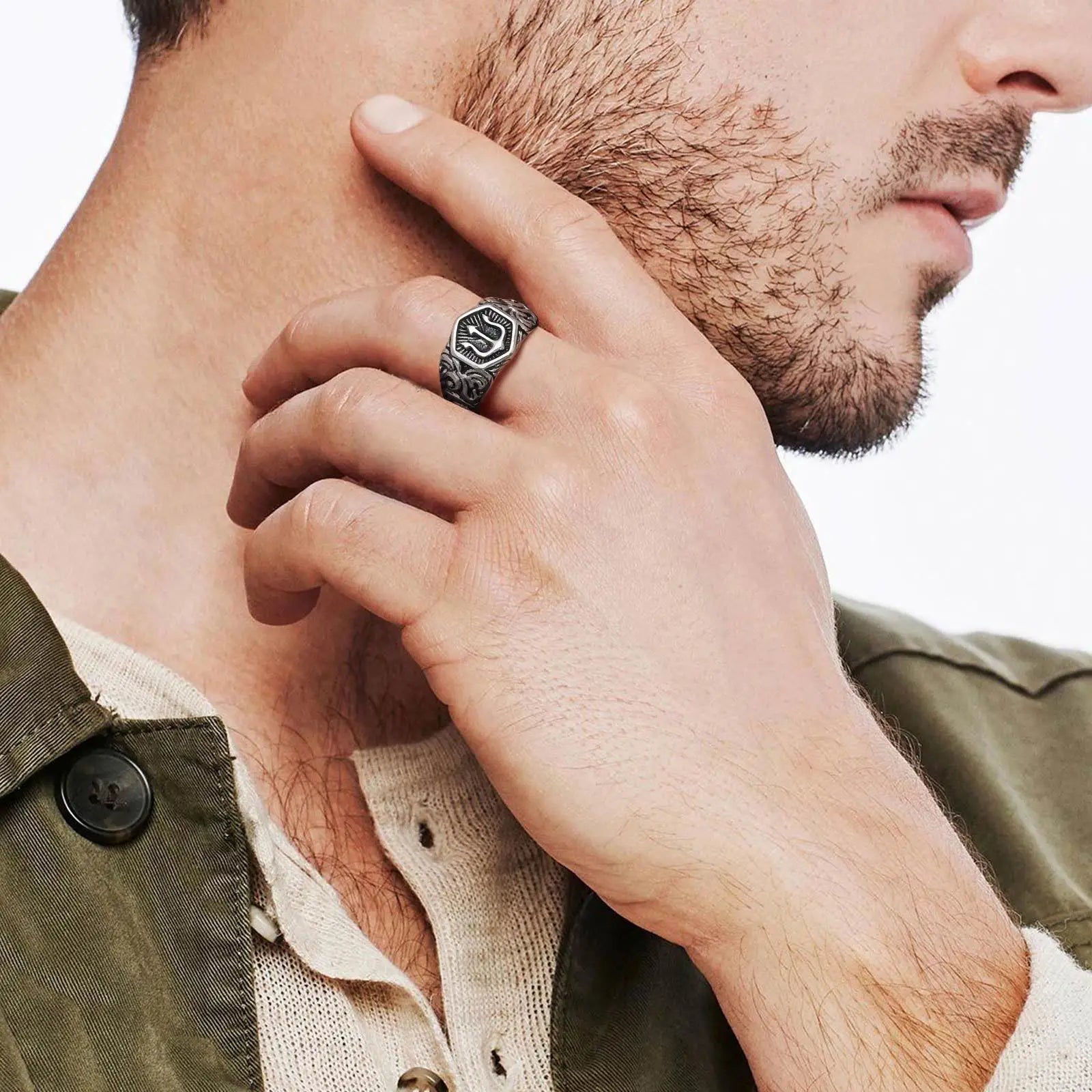Vnox-Anel de Sinete Triangular em Aço Inoxidável para Homens, Faixa Geométrica de Carimbo Superior, Jóias de Homem Real, 13mm