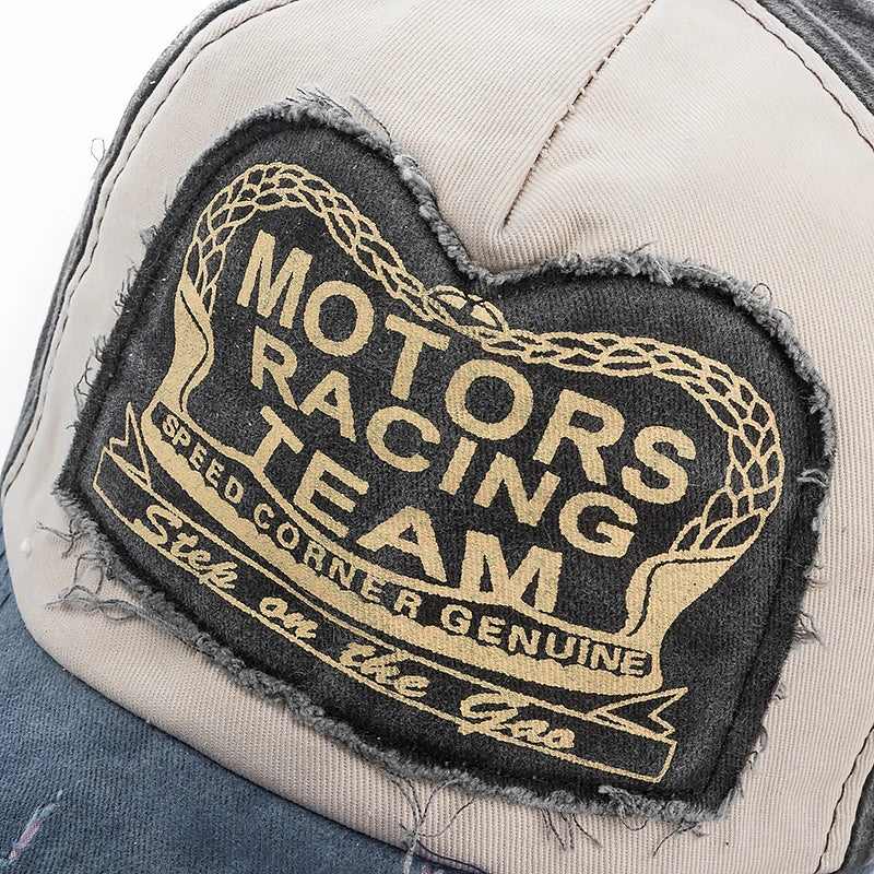 Boné de beisebol de algodão lavado para homens e mulheres, chapéu Snapback Motor, Hip Hop Dad Hats, osso multicolor moendo, alta qualidade, 2022