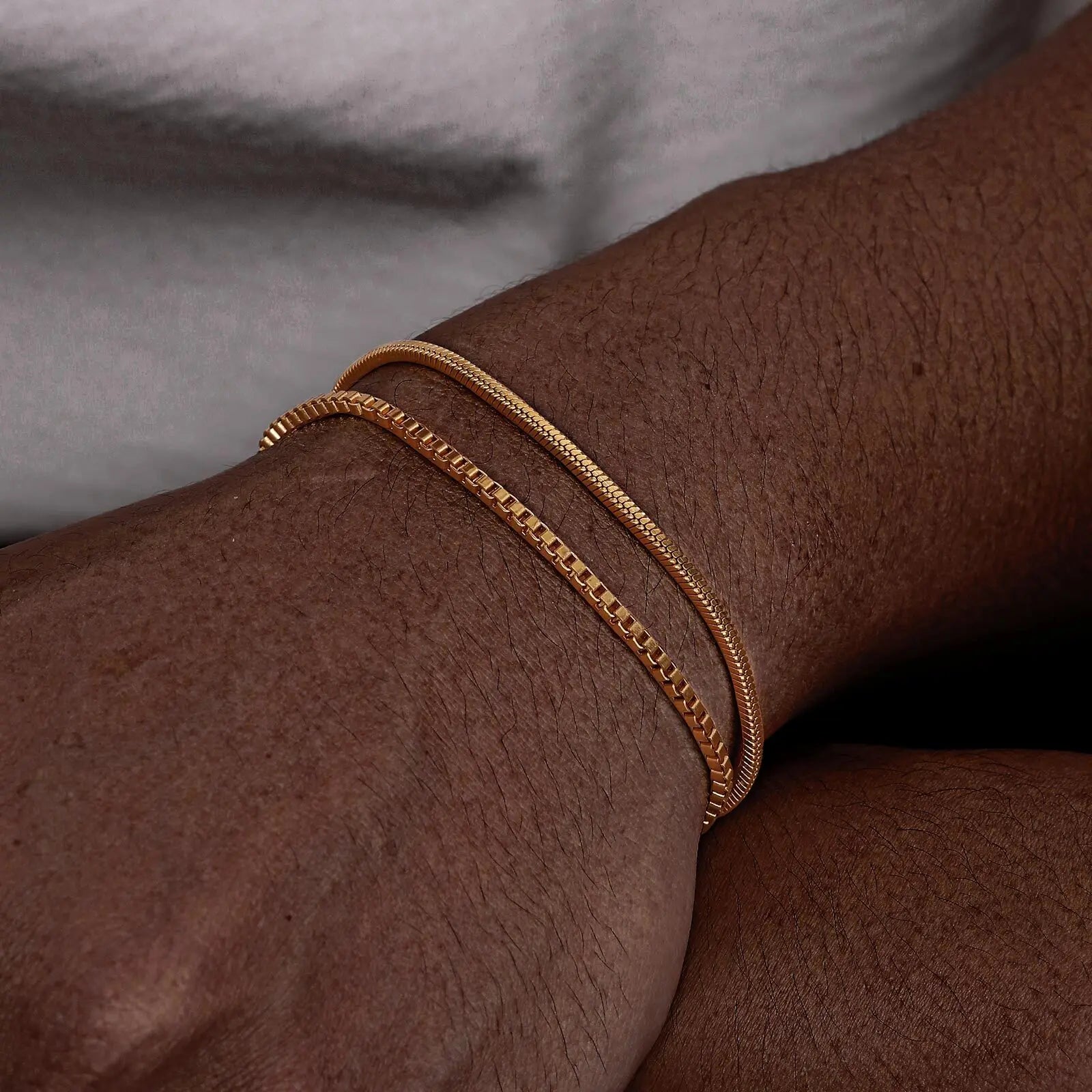 Vnox-Simples Ajustável Cobra Pulseiras em Corrente para Homens, Caixa de Aço Inoxidável Ligação Pulseira, Minimalista Pulseira de Metal, Presente