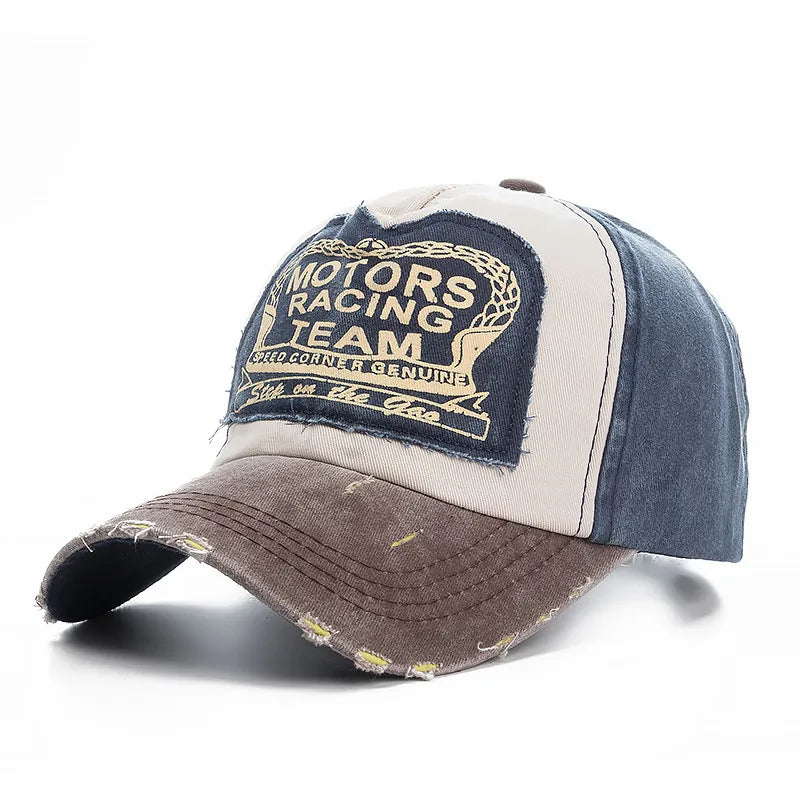 Boné de beisebol de algodão lavado para homens e mulheres, chapéu Snapback Motor, Hip Hop Dad Hats, osso multicolor moendo, alta qualidade, 2022