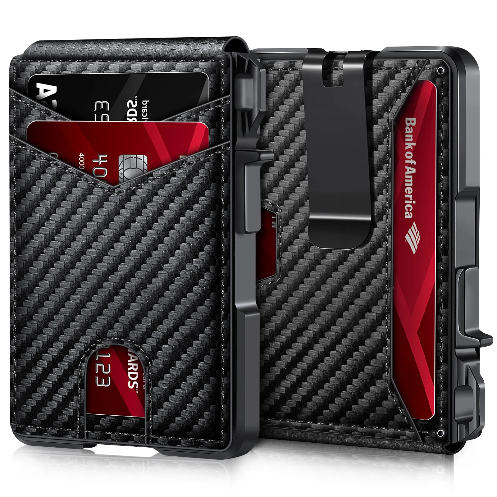 Carteira RFID de alumínio com caixa de presente para homens Carteiras táticas bifold, suporte de cartões de dinheiro minimalista, metal