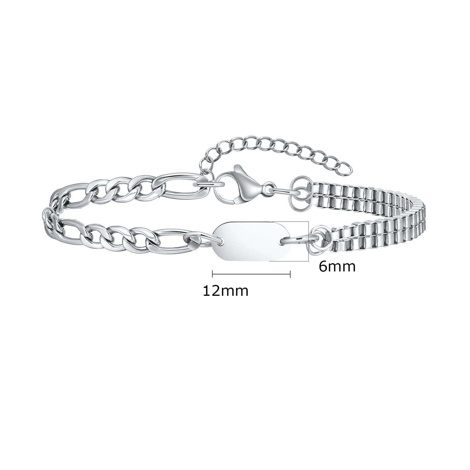 Pulseiras de corrente empilháveis unissex Vnox, corrente cubana Fogaro à prova d'água, pulseiras com nome de 26 letras, presente para homens e mulheres