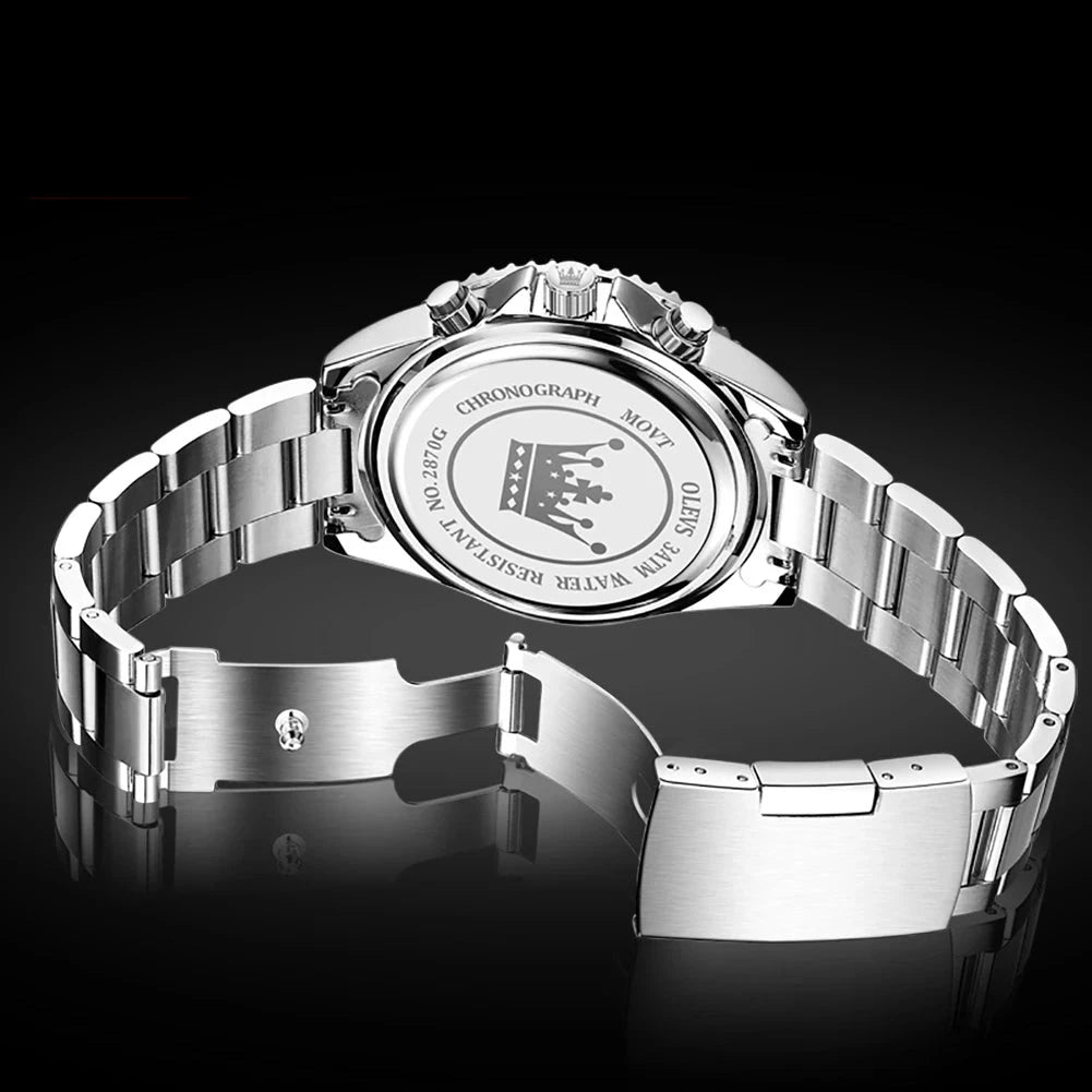 OLEVS Relógio de pulso de luxo masculino, top relógios masculinos, cronógrafo impermeável, high-end, fase original da lua, quartzo, 2870