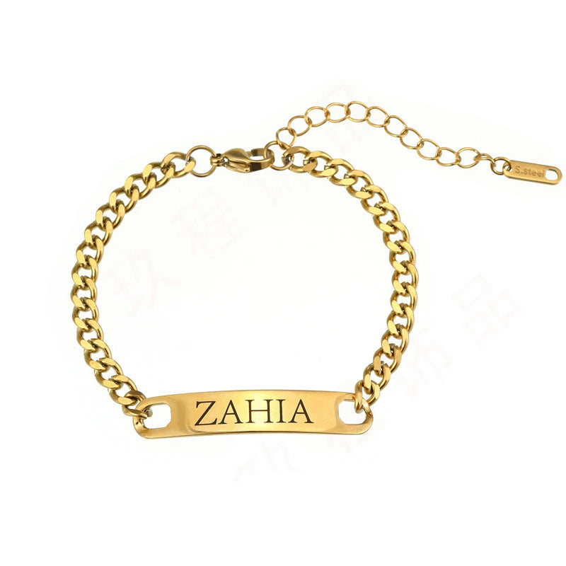Pulseira personalizada com nome gravado para homens, corrente de malha figaro de aço inoxidável, joias personalizadas, presente de aniversário para namorado