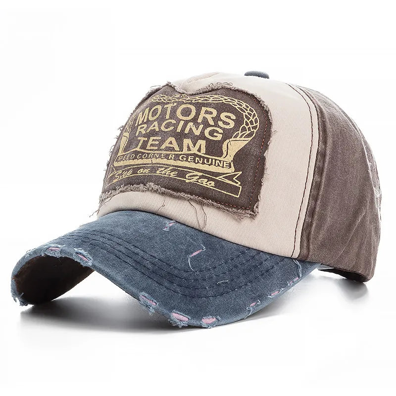 Boné de beisebol de algodão lavado para homens e mulheres, chapéu Snapback Motor, Hip Hop Dad Hats, osso multicolor moendo, alta qualidade, 2022