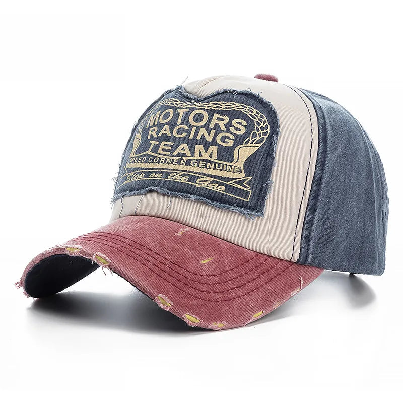 Boné de beisebol de algodão lavado para homens e mulheres, chapéu Snapback Motor, Hip Hop Dad Hats, osso multicolor moendo, alta qualidade, 2022