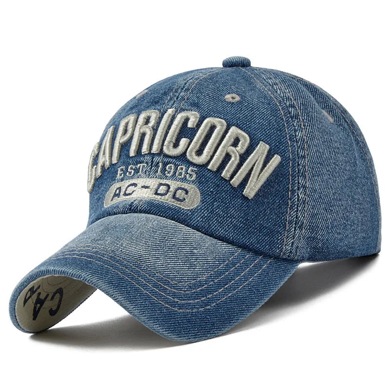 Boné jeans unissex, letra jeans bordada, chapéu snapback, chapéu hip-hop, chapéus esportivos de verão, homens e mulheres, 2022