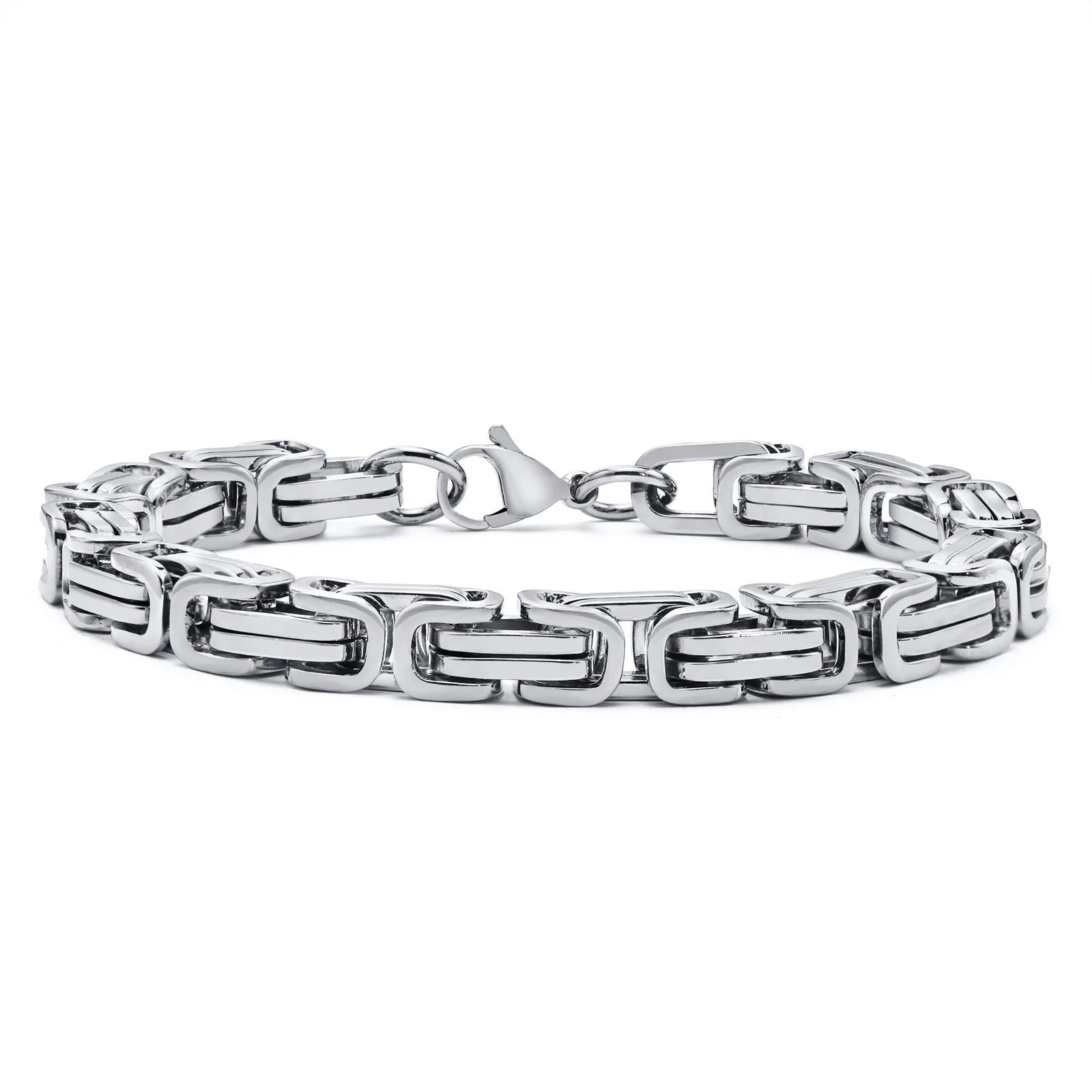 Vnox-Pulseira de corrente bizantina elegante, pulseira de aço inoxidável, impermeável, homens e mulheres, meninos, 4mm, 5mm, 6mm, 6.5mm, 8mm de largura