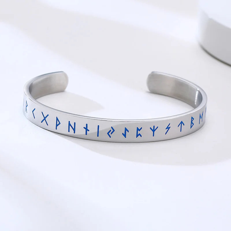 Vnox pulseiras viking de 8mm para homens, pulseira de punho com amuleto de letras runas viking nórdicas, pulseira vintage punk rock para meninos, presente de dia dos pais