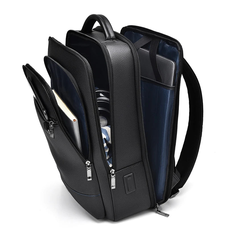 Mochila Executiva Masculina em Couro Ecológico com Carregamento USB