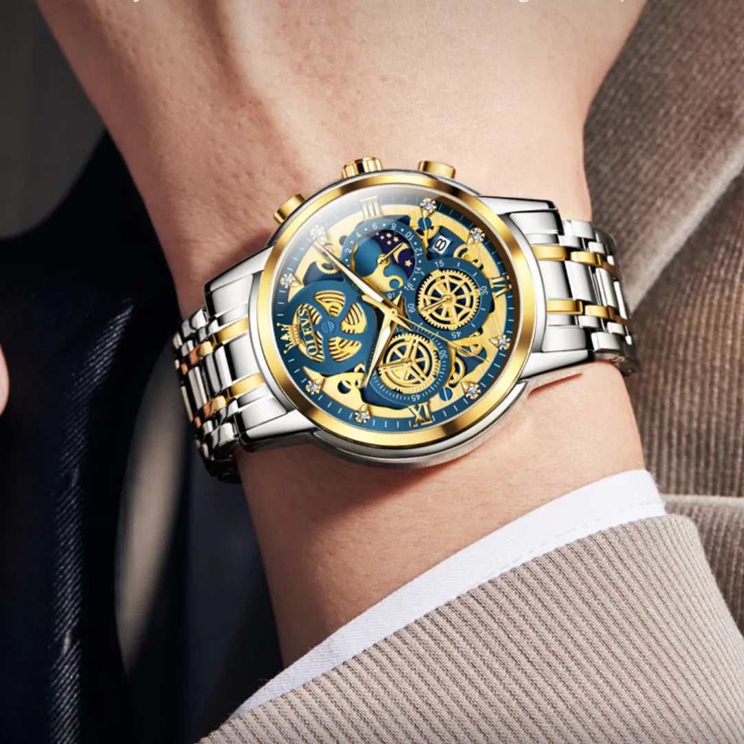 Relógio Masculino Luxo Chronograph à Prova D'Água Signature